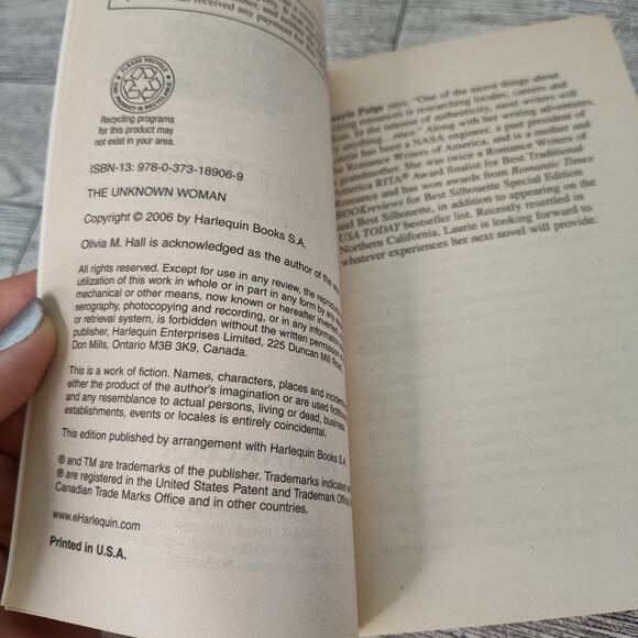 The Unknown Woman Laurie Paige Hotel Marchand 2006 Harlequin‎ Romance Paperback - Picture 4 of 10